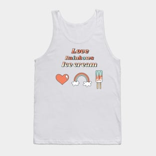 Love, Rainbows, Ice Cream Retro Doodles Tank Top